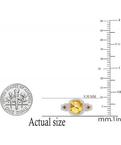 7 mm Cushion Gemstone & Round White Diamond Halo Split Shank Engagement Ring, Available in Various Gemstones & Metal in 10K/1...