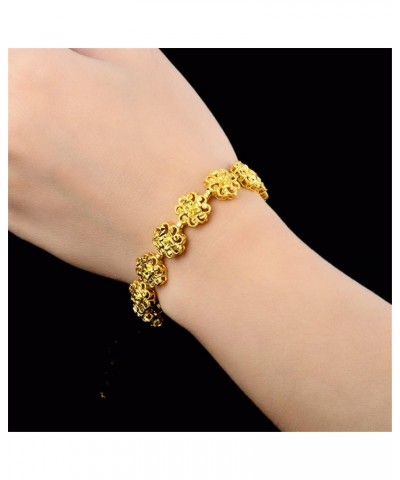 Fashion Carved Flower 24K Yellow Gold Plating Women's Teens Lady's Heavy Cut Noble Chain Bracelet Kinds Style 6mm~8mm Width 1...