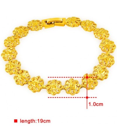 Fashion Carved Flower 24K Yellow Gold Plating Women's Teens Lady's Heavy Cut Noble Chain Bracelet Kinds Style 6mm~8mm Width 1...