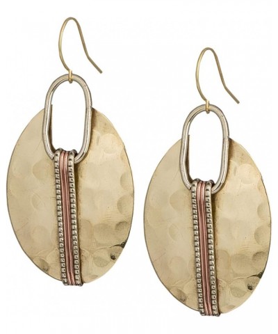 Boho Oval or Round Ethnic Hammered Earring for Women Oval Gold $12.15 Earrings