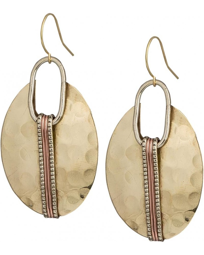 Boho Oval or Round Ethnic Hammered Earring for Women Oval Gold $12.15 Earrings