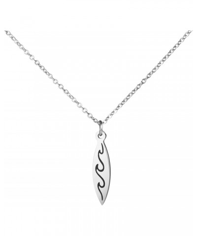 Surfboard Necklace Surfer Wave Silver Necklaces Beach Jewelry Gift for Women $10.18 Necklaces