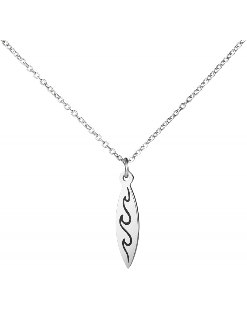 Surfboard Necklace Surfer Wave Silver Necklaces Beach Jewelry Gift for Women $10.18 Necklaces