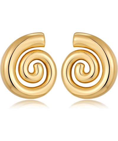 Gold Statement Earrings for Women Spiral Chunky Retro Stud Drop Earrings Trendy Jewelry Gifts for Women $9.53 Earrings