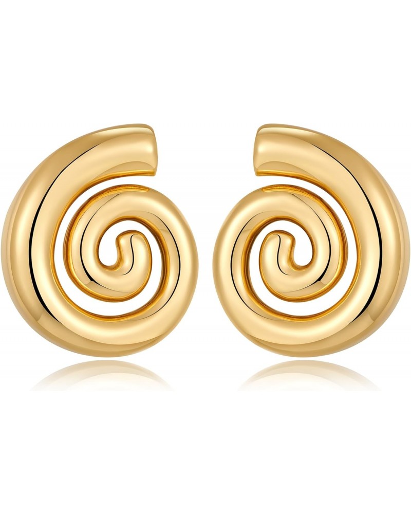 Gold Statement Earrings for Women Spiral Chunky Retro Stud Drop Earrings Trendy Jewelry Gifts for Women $9.53 Earrings