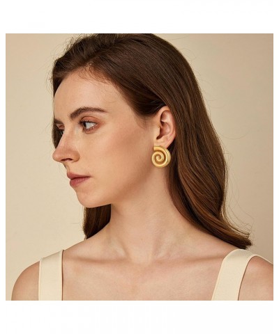 Gold Statement Earrings for Women Spiral Chunky Retro Stud Drop Earrings Trendy Jewelry Gifts for Women $9.53 Earrings