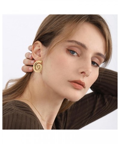 Gold Statement Earrings for Women Spiral Chunky Retro Stud Drop Earrings Trendy Jewelry Gifts for Women $9.53 Earrings