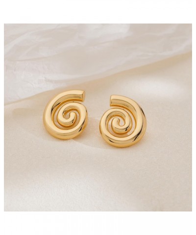 Gold Statement Earrings for Women Spiral Chunky Retro Stud Drop Earrings Trendy Jewelry Gifts for Women $9.53 Earrings