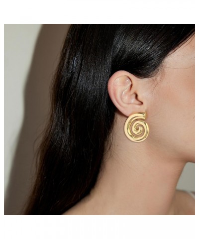 Gold Statement Earrings for Women Spiral Chunky Retro Stud Drop Earrings Trendy Jewelry Gifts for Women $9.53 Earrings