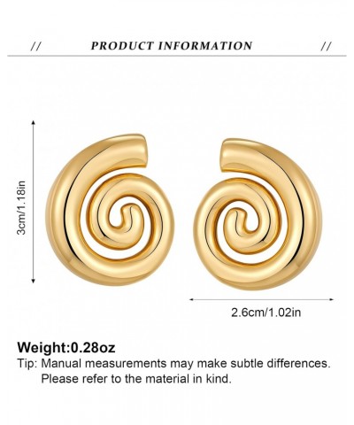 Gold Statement Earrings for Women Spiral Chunky Retro Stud Drop Earrings Trendy Jewelry Gifts for Women $9.53 Earrings