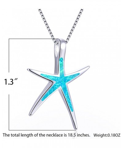 Starfish Necklace for Women Hawaiian Beach Nautical Ocean Pendant Necklace Sterling Silver Polished Starfish Ocean Blue Sea L...