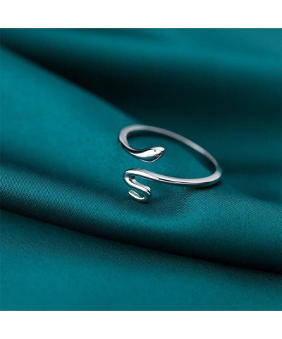 PULABO Cute Small Snake Adjustable 925 Sterling Silver Finger Rings for Women Simple Jewelry Convenient $4.00 Rings