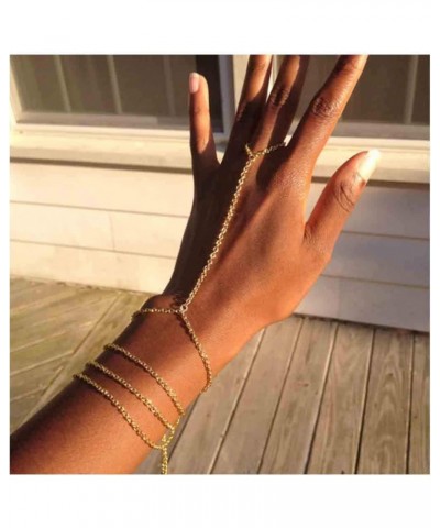 Finger Ring Bracelet Gold Slave Bracelet Hand Chain Ring Link Bracelet Everyday Jewelry for Women and Teen Girls $6.83 Bracelets