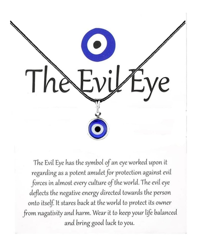 Evil Eye Pendant Necklace Turkish Evil Eye Necklace Glass Eye Leather Rope Necklace for Women Men Protection Lucky Jewelry co...