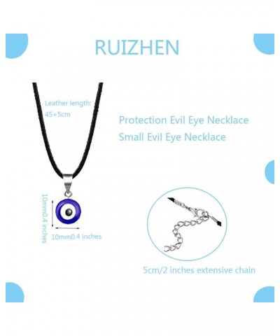 Evil Eye Pendant Necklace Turkish Evil Eye Necklace Glass Eye Leather Rope Necklace for Women Men Protection Lucky Jewelry co...