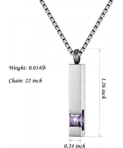 Silver Square Zircon Bar Cremation Urn Necklace for Ashes Memorial Pendant stainless steel Jewelry Dark Purple $12.31 Necklaces