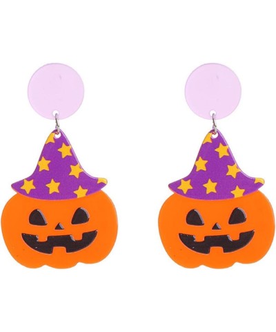 Colorful Halloween Resin Acrylic Dangle Earrings Cute Pumpkin Ghost Cat Bat Eye Spider Earrings for Women Girls Jewelry F $5....