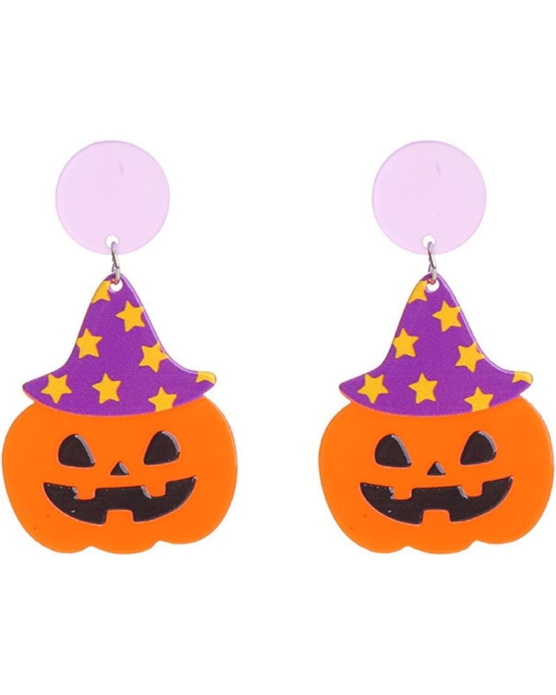 Colorful Halloween Resin Acrylic Dangle Earrings Cute Pumpkin Ghost Cat Bat Eye Spider Earrings for Women Girls Jewelry F $5....