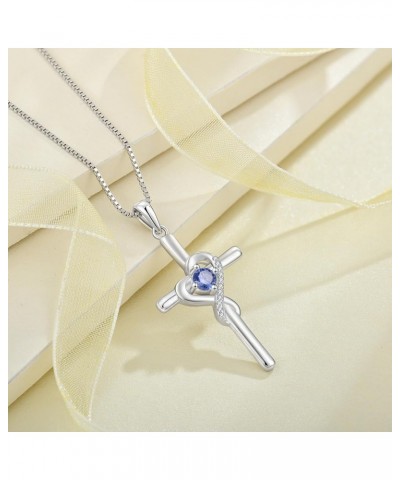 Cross Necklace for Women 925 Sterling Silver Heart Infinity Necklace Birthstone Pendant Religion Jewelry Gifts for Women Wife...