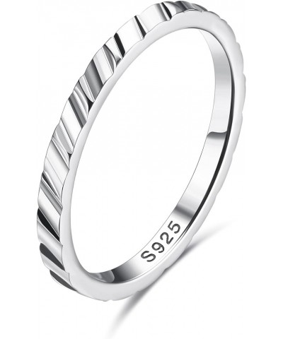 S925 Sterling Silver Ring for Women Men 18K White Gold Plated Thin Plain Stackable Statement Thumb Rings High Polished Bevele...