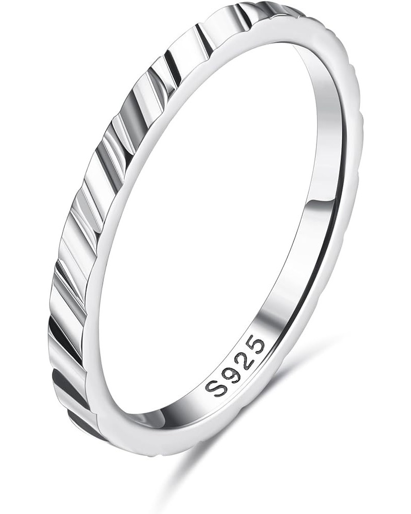 S925 Sterling Silver Ring for Women Men 18K White Gold Plated Thin Plain Stackable Statement Thumb Rings High Polished Bevele...