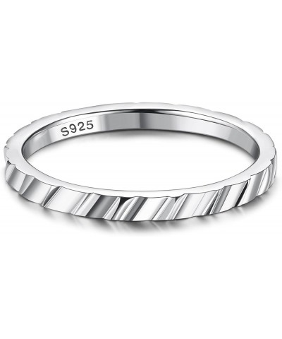 S925 Sterling Silver Ring for Women Men 18K White Gold Plated Thin Plain Stackable Statement Thumb Rings High Polished Bevele...