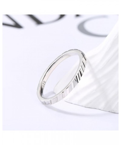 S925 Sterling Silver Ring for Women Men 18K White Gold Plated Thin Plain Stackable Statement Thumb Rings High Polished Bevele...