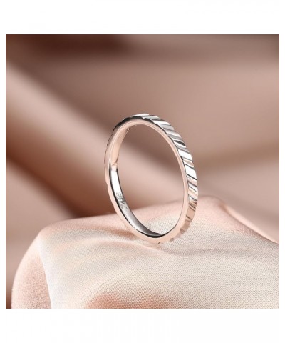 S925 Sterling Silver Ring for Women Men 18K White Gold Plated Thin Plain Stackable Statement Thumb Rings High Polished Bevele...