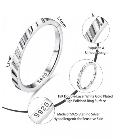 S925 Sterling Silver Ring for Women Men 18K White Gold Plated Thin Plain Stackable Statement Thumb Rings High Polished Bevele...