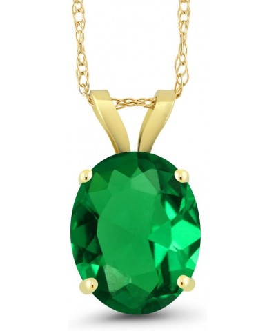 14K Yellow Gold Green Nano Emerald Pendant Necklace For Women (2.20 Cttw, Gemstone May Birthstone, Oval 10X8MM, With 18 Inch ...