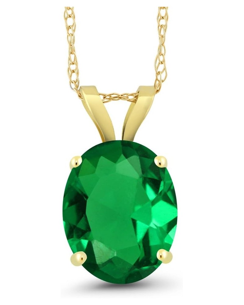 14K Yellow Gold Green Nano Emerald Pendant Necklace For Women (2.20 Cttw, Gemstone May Birthstone, Oval 10X8MM, With 18 Inch ...