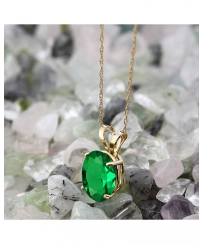 14K Yellow Gold Green Nano Emerald Pendant Necklace For Women (2.20 Cttw, Gemstone May Birthstone, Oval 10X8MM, With 18 Inch ...