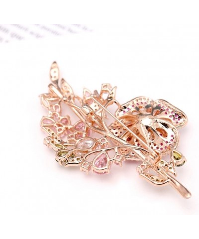 Cubic Zirconia Decorative Lily of the Valley Rose Peony Corsage Brooch for women Blazer Cardigan Pin Gift Jewelry Style1-Gree...