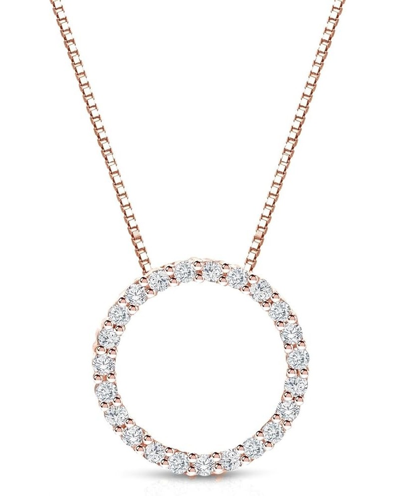 1/6 to 1 Carat Diamond Circle of Life Round Pendant Necklace for Women in 14k Gold (I1-I2, cttw) on 18 Inch Long Chain with S...