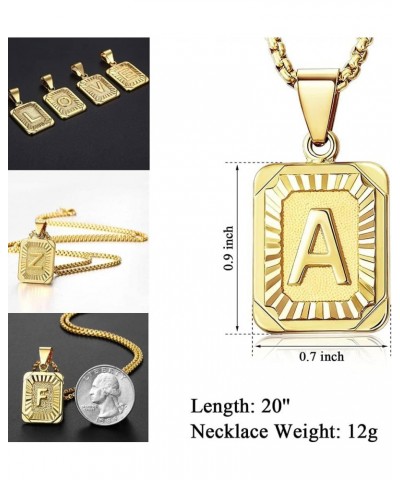 Stainless Steel Initial Letter Pendant Necklace A-Z Capital Letter Box Chain Monogram Necklace for Men Women 18inch Gold W go...