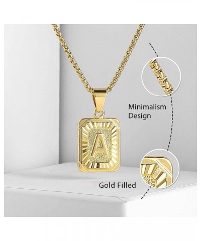 Stainless Steel Initial Letter Pendant Necklace A-Z Capital Letter Box Chain Monogram Necklace for Men Women 18inch Gold W go...