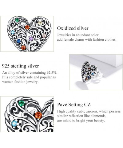 Filigree Love Heart Earrings for Women Girls 925 Sterling Silver Colorful Crystal Celthic Flourishing Tree Of Life Stud Tragu...