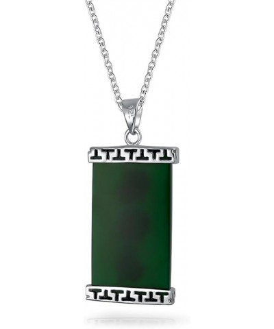 Asian Style Framed Rectangle Circle Round Medallion Good Fortune Fu Character Chinese Symbol Dyed Green Jade Agate Pendant Ne...