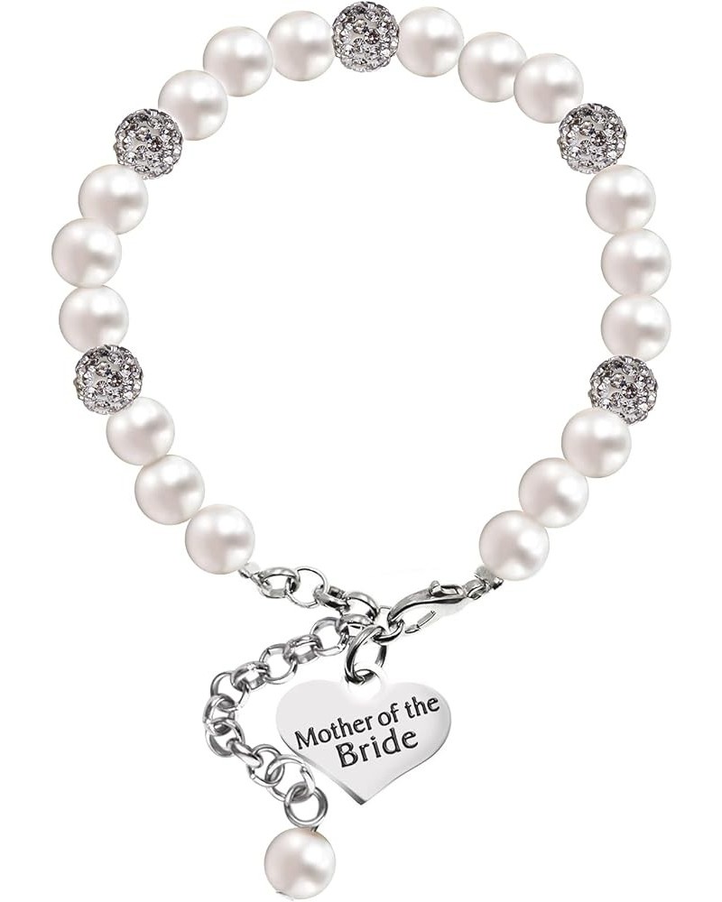 Mother of the Bride Gifts Pearl Bracelet Wedding Gift for Mom Mother in Law Jewelry White $8.99 Bracelets