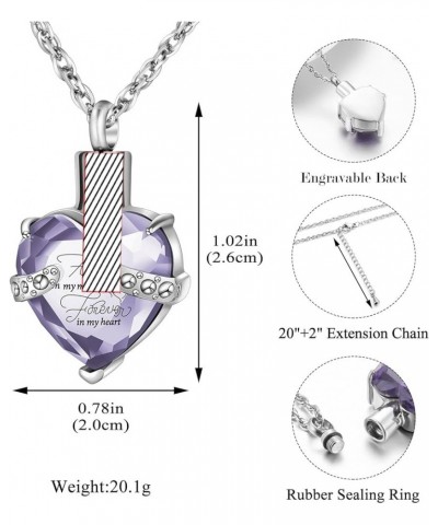 Crystal Urn Necklace for Human Ashes Heart Birthstone Memorial Cremation Jewelry Ash Necklace for Women Light Purple $9.11 Ne...