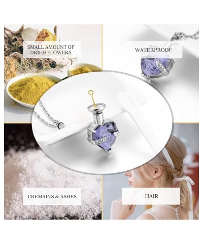 Crystal Urn Necklace for Human Ashes Heart Birthstone Memorial Cremation Jewelry Ash Necklace for Women Light Purple $9.11 Ne...