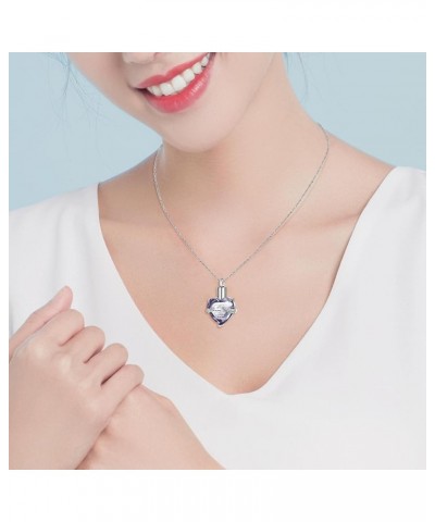 Crystal Urn Necklace for Human Ashes Heart Birthstone Memorial Cremation Jewelry Ash Necklace for Women Light Purple $9.11 Ne...