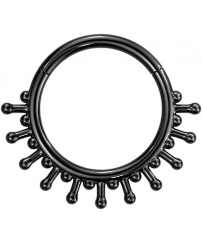 16GA Precision 316L Stainless Steel Beaded End Lines with Beads In Between Hinged Segment Ring Black $10.44 Body Jewelry