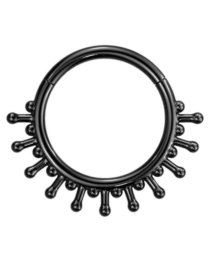 16GA Precision 316L Stainless Steel Beaded End Lines with Beads In Between Hinged Segment Ring Black $10.44 Body Jewelry