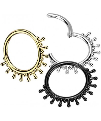 16GA Precision 316L Stainless Steel Beaded End Lines with Beads In Between Hinged Segment Ring Black $10.44 Body Jewelry