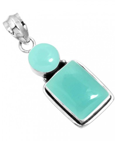 925 Sterling Silver Handmade Pendant for Women Gemstone Costume Silver Jewelry for Gift (99586_P) Aqua Chalcedony $20.62 Pend...