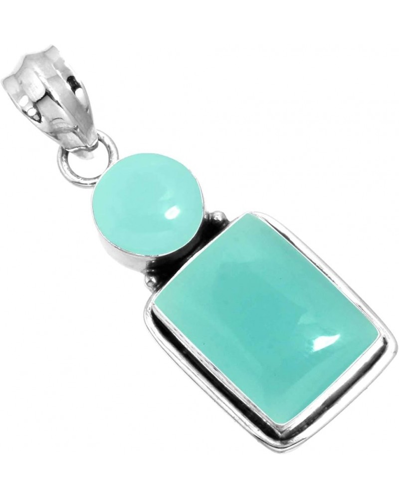 925 Sterling Silver Handmade Pendant for Women Gemstone Costume Silver Jewelry for Gift (99586_P) Aqua Chalcedony $20.62 Pend...