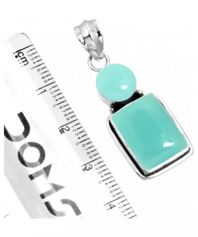 925 Sterling Silver Handmade Pendant for Women Gemstone Costume Silver Jewelry for Gift (99586_P) Aqua Chalcedony $20.62 Pend...