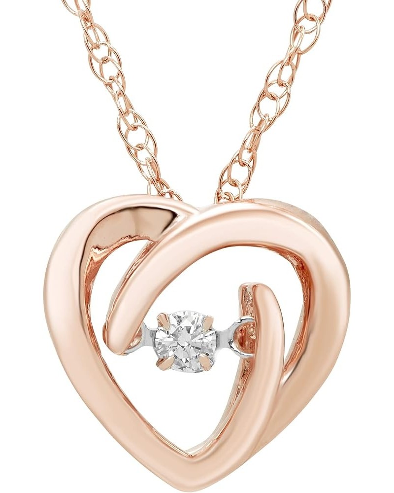 Brilliance in Motion 14K Rose Gold Plated or .925 Sterling Silver Dancing Diamond Accented Pendant Necklace, 18" chain - Choi...