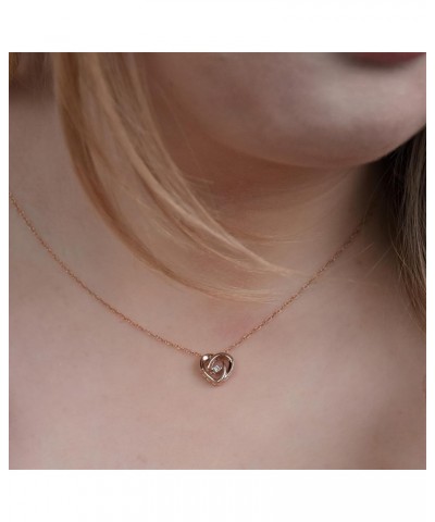 Brilliance in Motion 14K Rose Gold Plated or .925 Sterling Silver Dancing Diamond Accented Pendant Necklace, 18" chain - Choi...